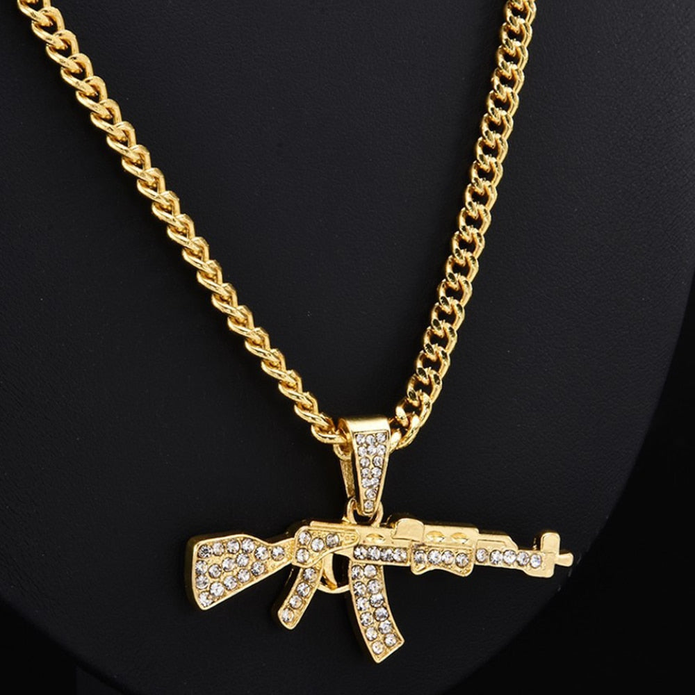 Necklace Gun Pendant Diamond